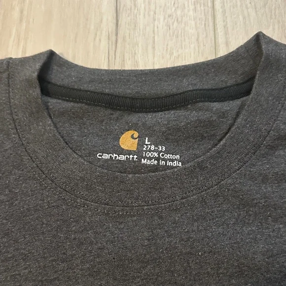 Men’s Carhartt Heathered Charcoal Cotton Pocketed Short Sleeve Tee - Picture 4 of 10